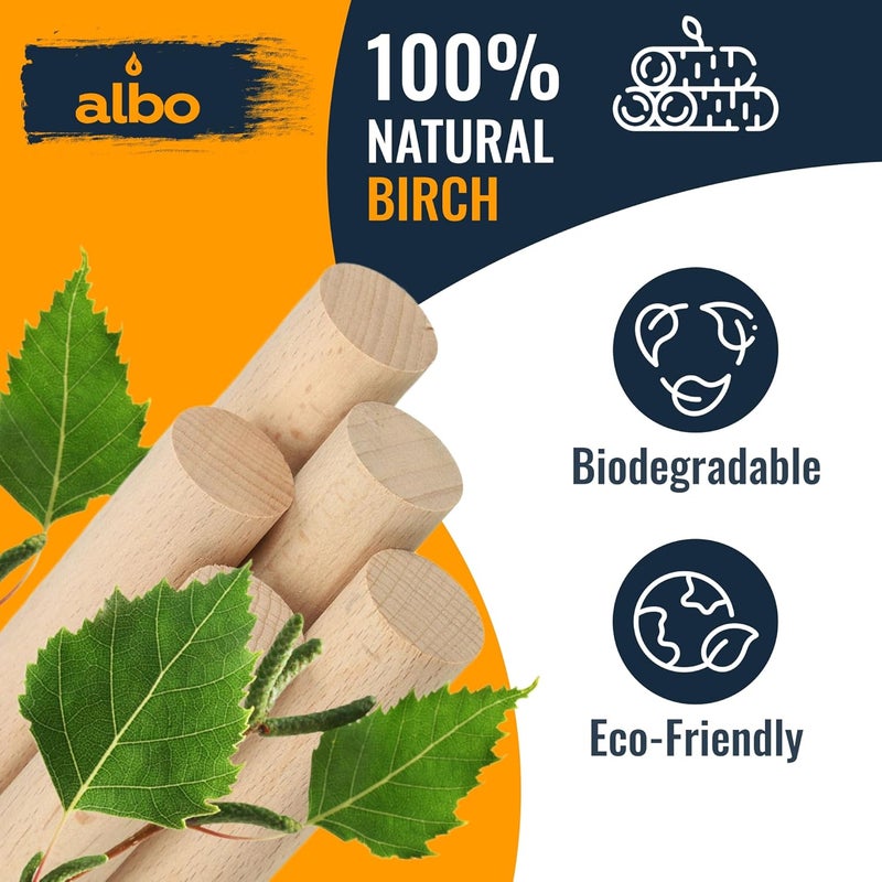 ALBO 1" x 48" Wooden Dowel Rods Set - 5 Pack Birch Natural Strong Long Craft Sticks Woodworking Furniture Garden Structures Hardwood Sanded Smooth Versatile Material Railings Supports - Image 4